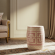 Decorative inlay Garden Stool with Geometric Design | Luxury Handmade Stool