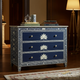 Hand-Painted Blue Floral Wooden Chest of Drawers | Luxury Handmade Dresser
