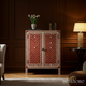 Handcrafted Red and White Bone Inlay Cabinet | Luxury Handmade Cabinet