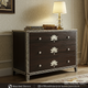 Dark Wood Three-Drawer Chest with Lotus Inlay and Decorative Trim | Luxury Handmade Dresser