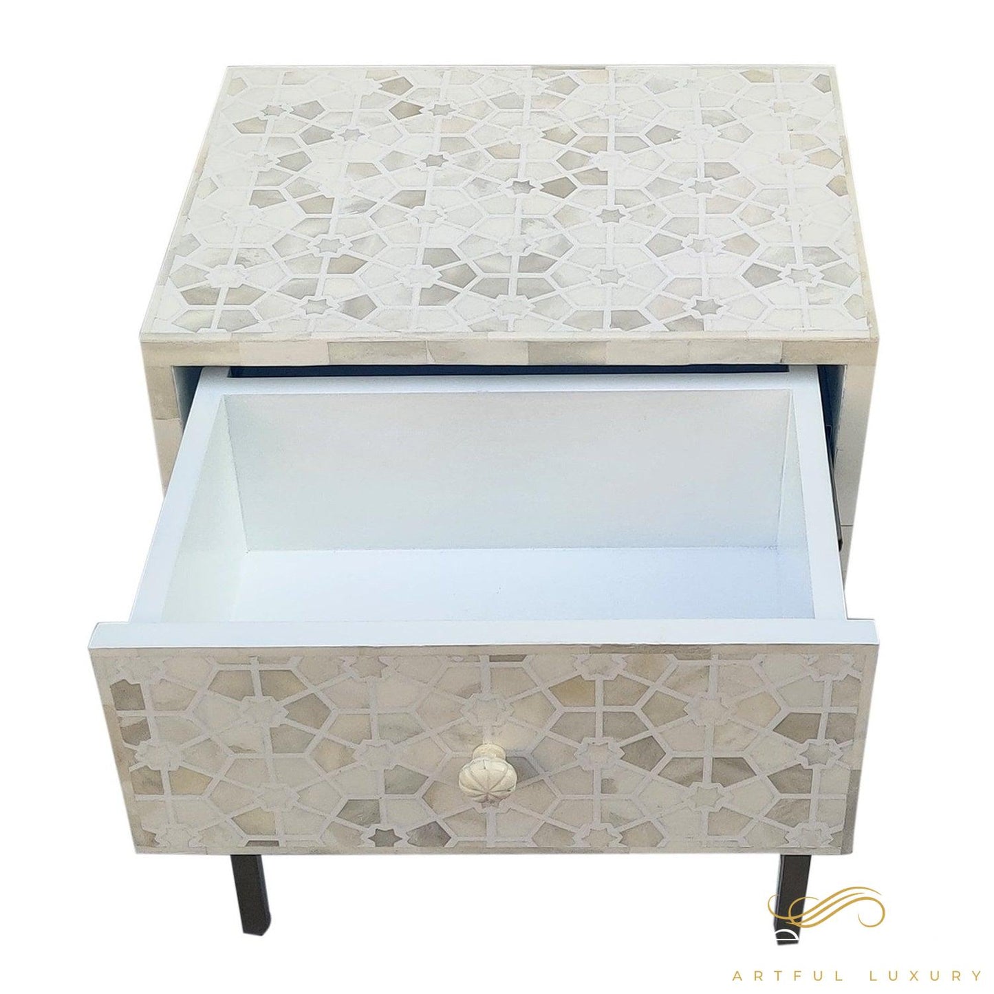 Star Pattern Bedside Table | Luxury Handmade Bedside Table