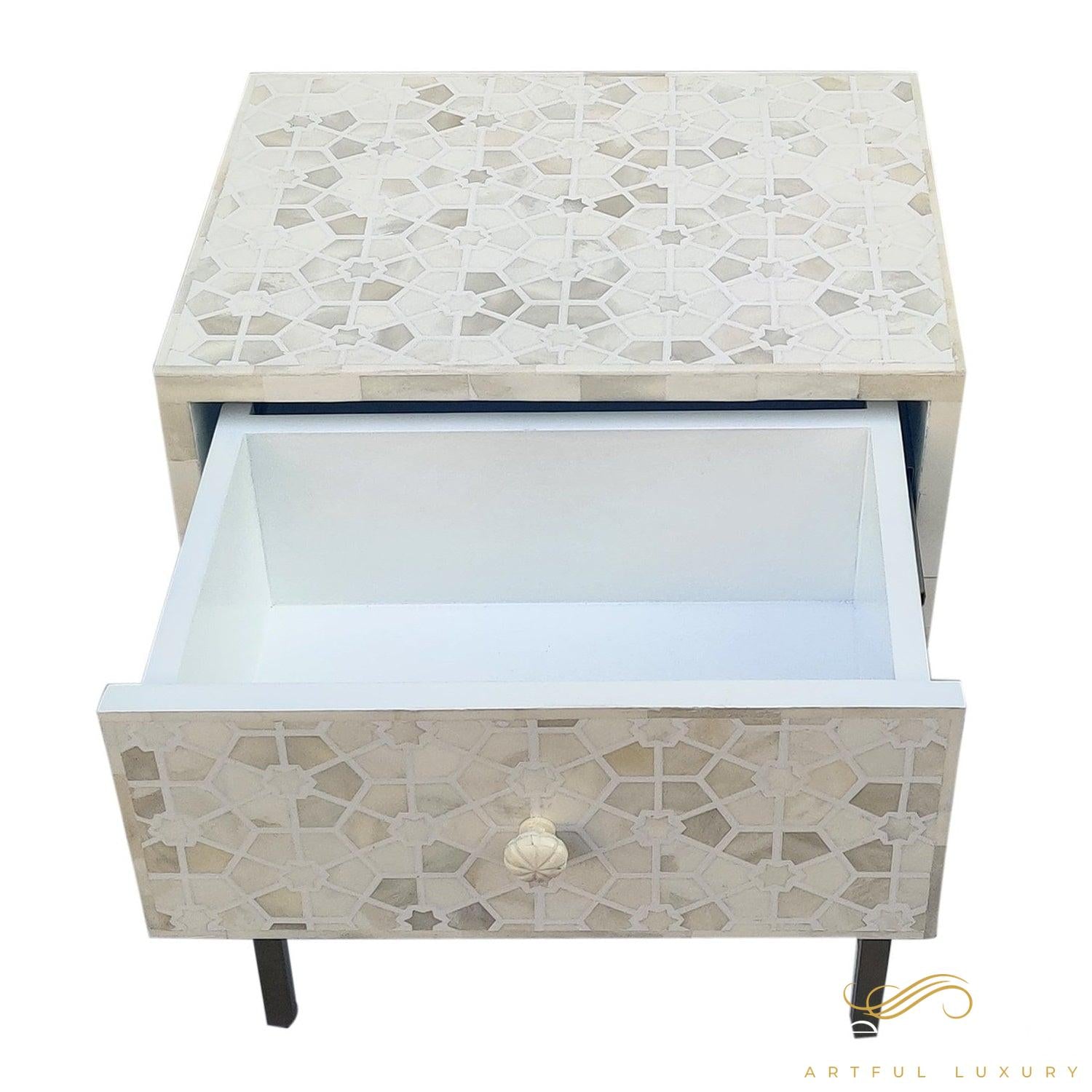 Star Pattern Bedside Table | Luxury Handmade Bedside Table