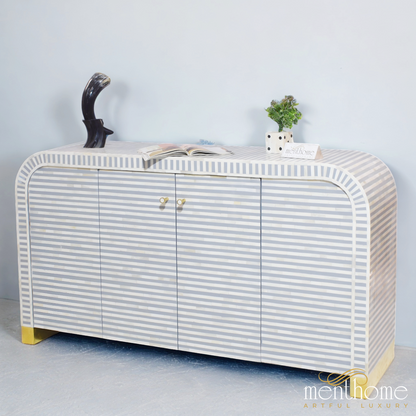 Grey Curved Waterfall 2 door Cabinet | Luxury Handmade Cabinet