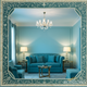 Elegant Blue Living Room Furniture Set | Luxury Handmade Mirror