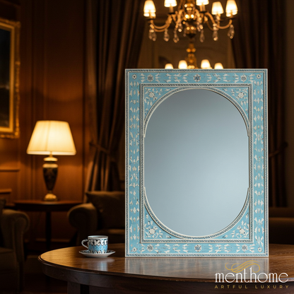 Ornate Blue Decorative Table Mirror | Luxury Handmade Mirror