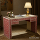 Handcrafted Red and Ivory Floral Inlay Writing Desk | Luxury Handmade Desk