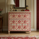 Hand-Painted Red Floral Wooden Chest of Drawers | Luxury Handmade Dresser