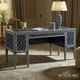 Handcrafted Blue Bone Inlay Desk with Intricate White Pattern | Luxury Handmade Desk