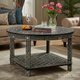Handcrafted Black and White Bone Inlay Round Coffee Table | Luxury Handmade Coffee Table