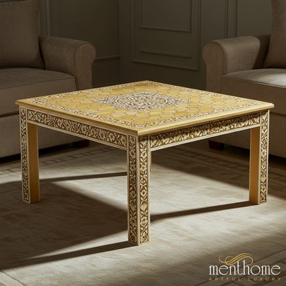 Handcrafted Inlaid Wooden Coffee Table | Luxury Handmade Coffee Table