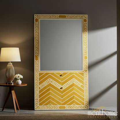 Decorative Floor Mirror with Storage Cabinet | Luxury Handmade Mirror