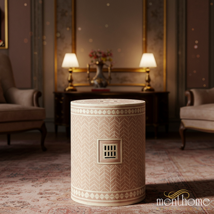 Elegant Decorative inlay Stool with Geometric Patterns | Luxury Handmade Stool