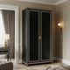 Elegant Black Two-Door Wardrobe with Gold Trim | Luxury Handmade Wardrobe