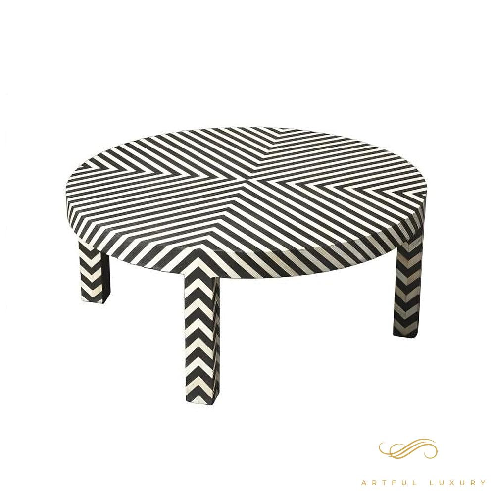 Zebra Coffee Table Bone Inlay Stripe Design | Luxury Handmade Coffee Table