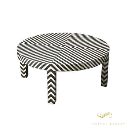 Zebra Coffee Table Bone Inlay Stripe Design | Luxury Handmade Coffee Table