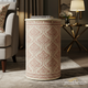 Elegant Damask Pattern Storage Ottoman | Luxury Handmade Side Table