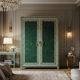 Luxury Green and Gold Decorative Wardrobe | Luxury Handmade Wardrobe