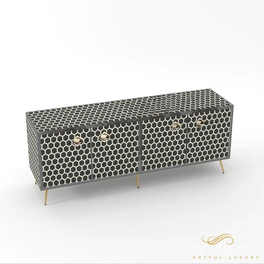HoneyComb-Bone Inlay -Rectangular-Cabinet | Luxury Handmade Cabinet