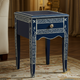 Navy Blue Accent Side Table with Greek Key Design | Luxury Handmade Bedside Table