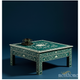 Handcrafted Green Floral Inlay Coffee Table | Luxury Handmade Coffee Table