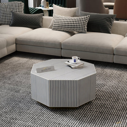 Bone Inlay Hexagonal Stripe Coffee Table | Luxury Handmade Coffee Table