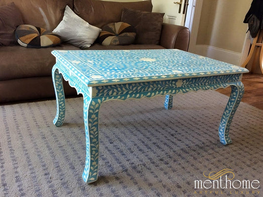 Bone Inlay Floral Pattern Coffee Table | Luxury Handmade Coffee Table