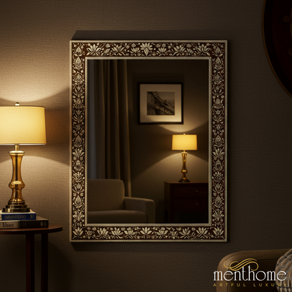Elegant Decorative Wall Mirror with Floral Frame | Luxury Handmade Mirror