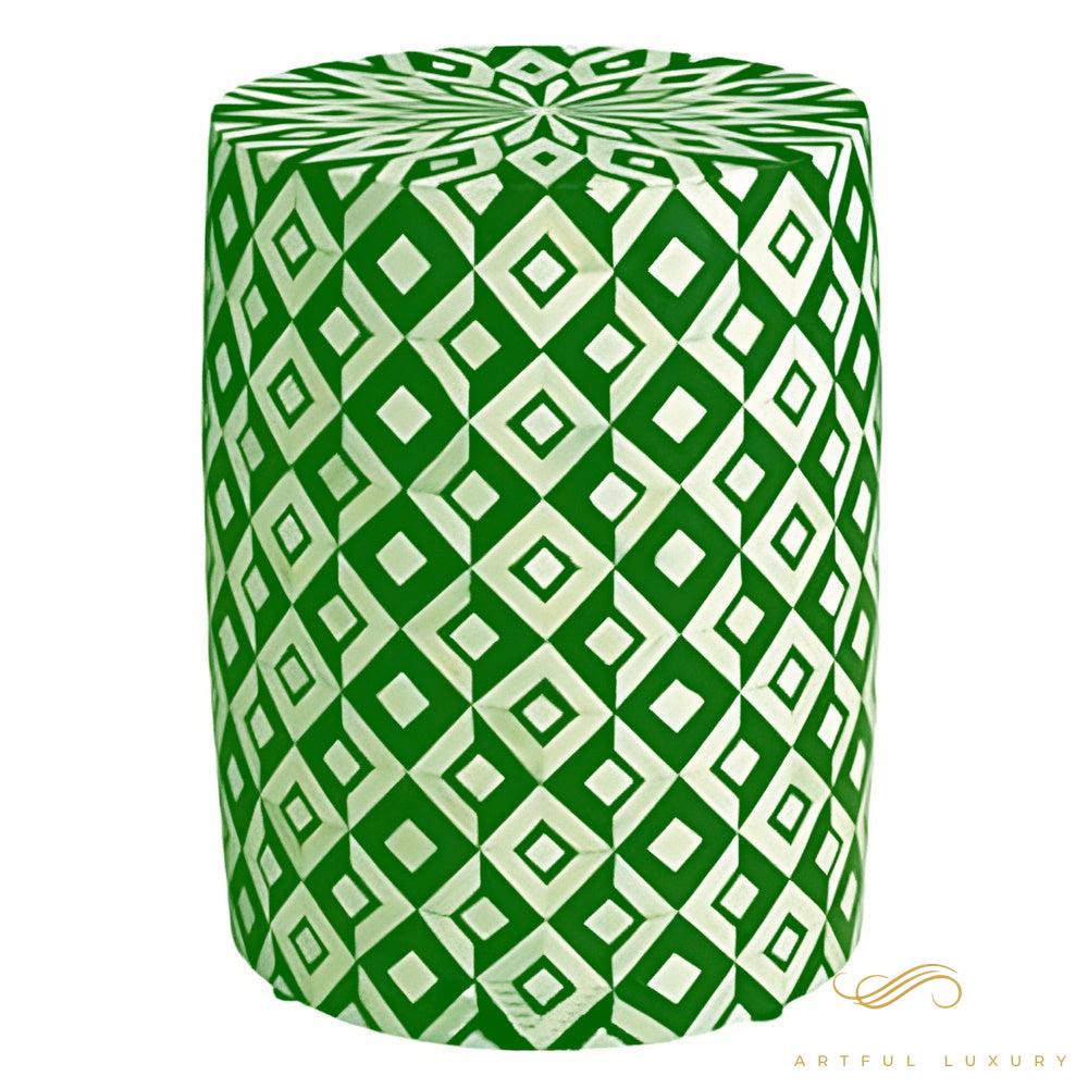 Modern Floral Pattern Stool for Home Furniture Handmade Wooden Inlay Stool | Luxury Handmade Stool