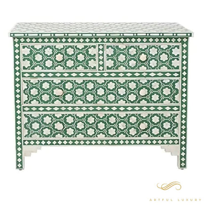 Indigo Blue Floral Design dressers Storage Unit | Luxury Handmade Dresser