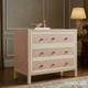 Pink Bone Inlay Hexagon Pattern 3-Drawer Dresser | Luxury Handmade Chest of Drawer