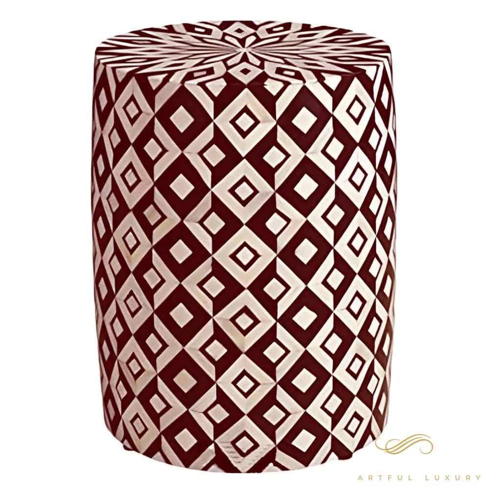 Modern Floral Pattern Stool for Home Furniture Handmade Wooden Inlay Stool | Luxury Handmade Stool