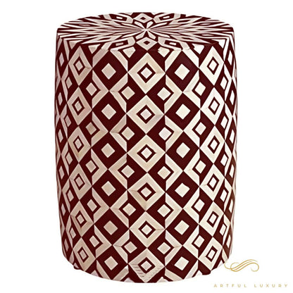 Modern Floral Pattern Stool for Home Furniture Handmade Wooden Inlay Stool | Luxury Handmade Stool