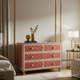 Red and White Patterned Wooden Chest of Drawers | Luxury Handmade Dresser