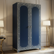 Hand-Painted Blue Decorative Wardrobe Cabinet | Luxury Handmade Wardrobe