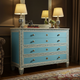 Vintage Blue Greek Key Dresser | Luxury Handmade Dresser