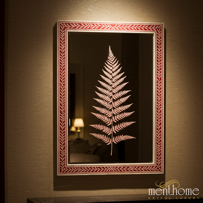 Elegant Fern Leaf Art Mirror | Luxury Handmade Mirror