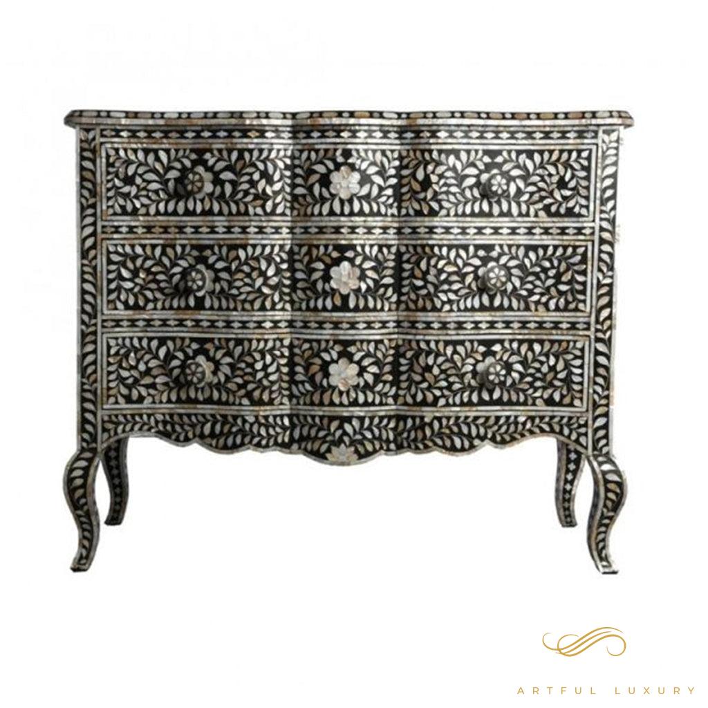 Black MOP Inlay Dresser 9-Drawer | Luxury Handmade Dresser