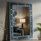 Blue Floral Inlay Decorative Wall Mirror | Luxury Handmade Mirror