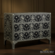 Ornate Black and White Floral Inlay Chest of Drawers | Luxury Handmade Chest of Drawer