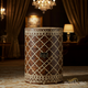 Handcrafted Inlaid Wooden Side Table | Luxury Handmade Stool