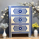Star Design Blue and White 3 Drawer Resin Bedside Table | Luxury Handmade Bedside Table