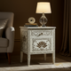 Handcrafted Floral Patterned Wooden Side Table | Luxury Handmade Bedside Table