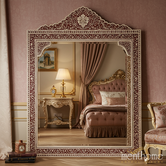 Ornate Vintage Wall Mirror with Floral Frame | Luxury Handmade Mirror