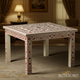 Handcrafted Floral Inlay Square Table | Luxury Handmade Coffee Table