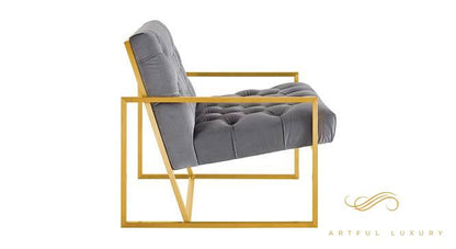 Taina Upholstery Chair In Grey Fabric | Luxury Handmade Chair
