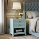 Blue Patterned Nightstand with Drawers | Luxury Handmade Bedside Table
