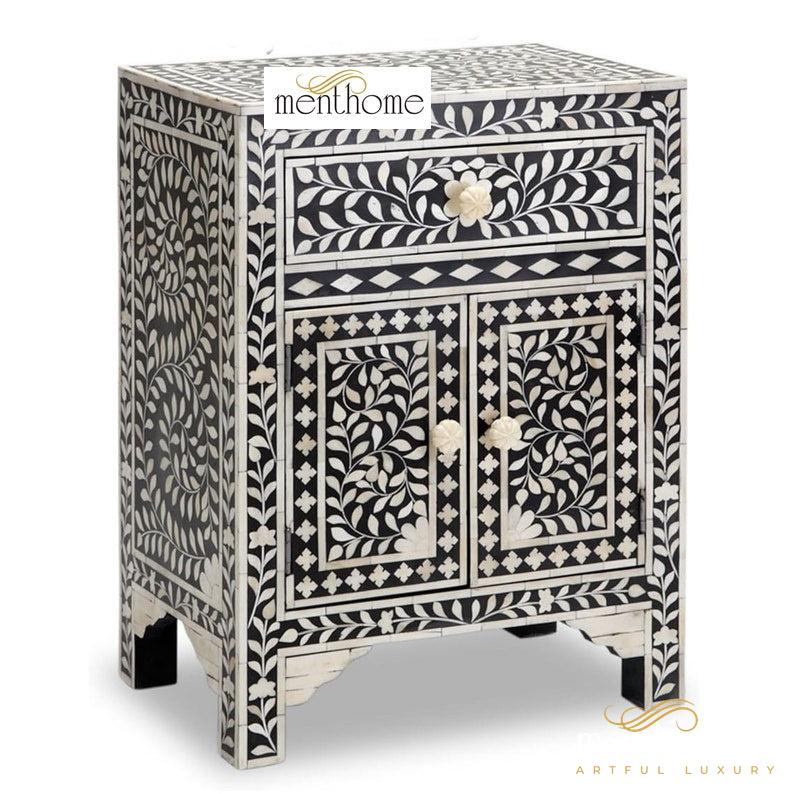 Handmade Bedside Table Handmade Design Bone inlay Commode, Bone Inlay Drawer, Bone Inlay Furniture Pattern Furniture Handmade Wooden Table | Luxury Handmade Bedside Table