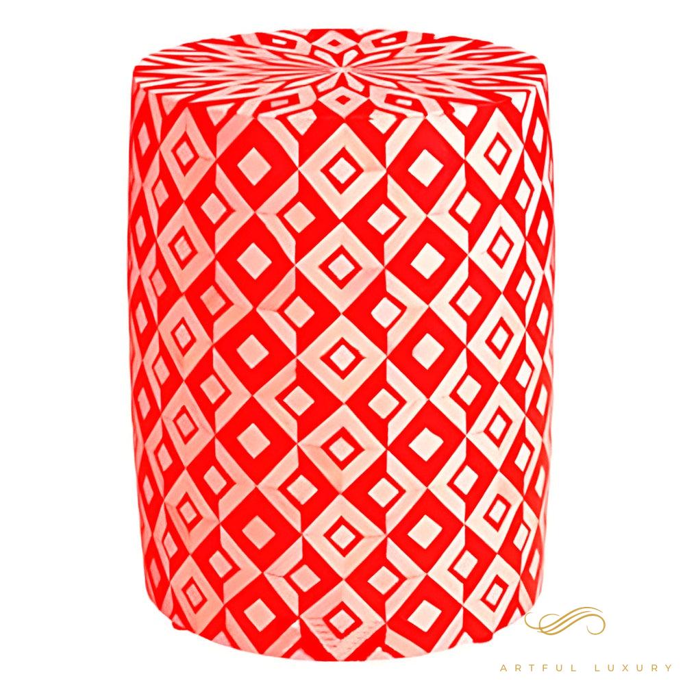 Modern Floral Pattern Stool for Home Furniture Handmade Wooden Inlay Stool | Luxury Handmade Stool