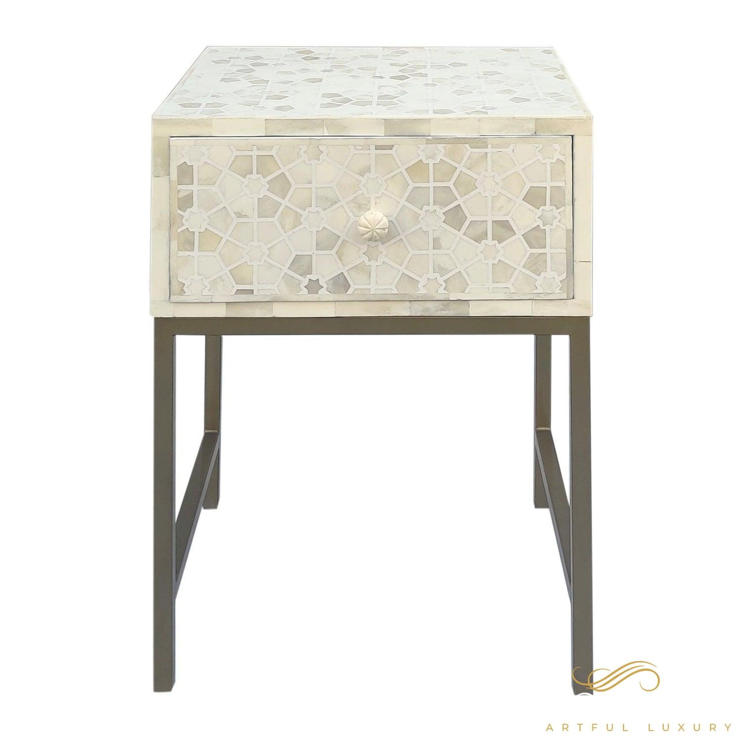 Star Pattern Bedside Table | Luxury Handmade Bedside Table