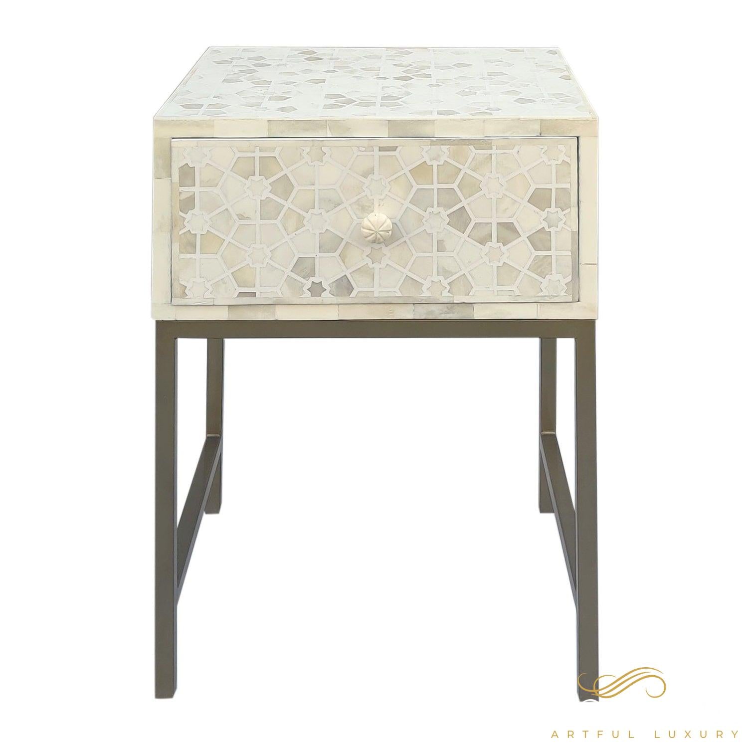 Star Pattern Bedside Table | Luxury Handmade Bedside Table